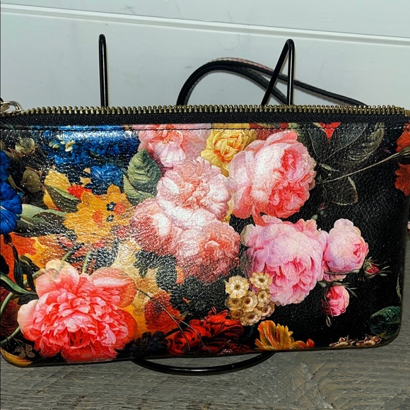 Lodis Floral Italian Leather Wallet Clutch Wristlet Organizer Crossbody - Picture 12 of 15